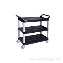 3 Shelf Plastic Hand Service Trolley For Restaurant